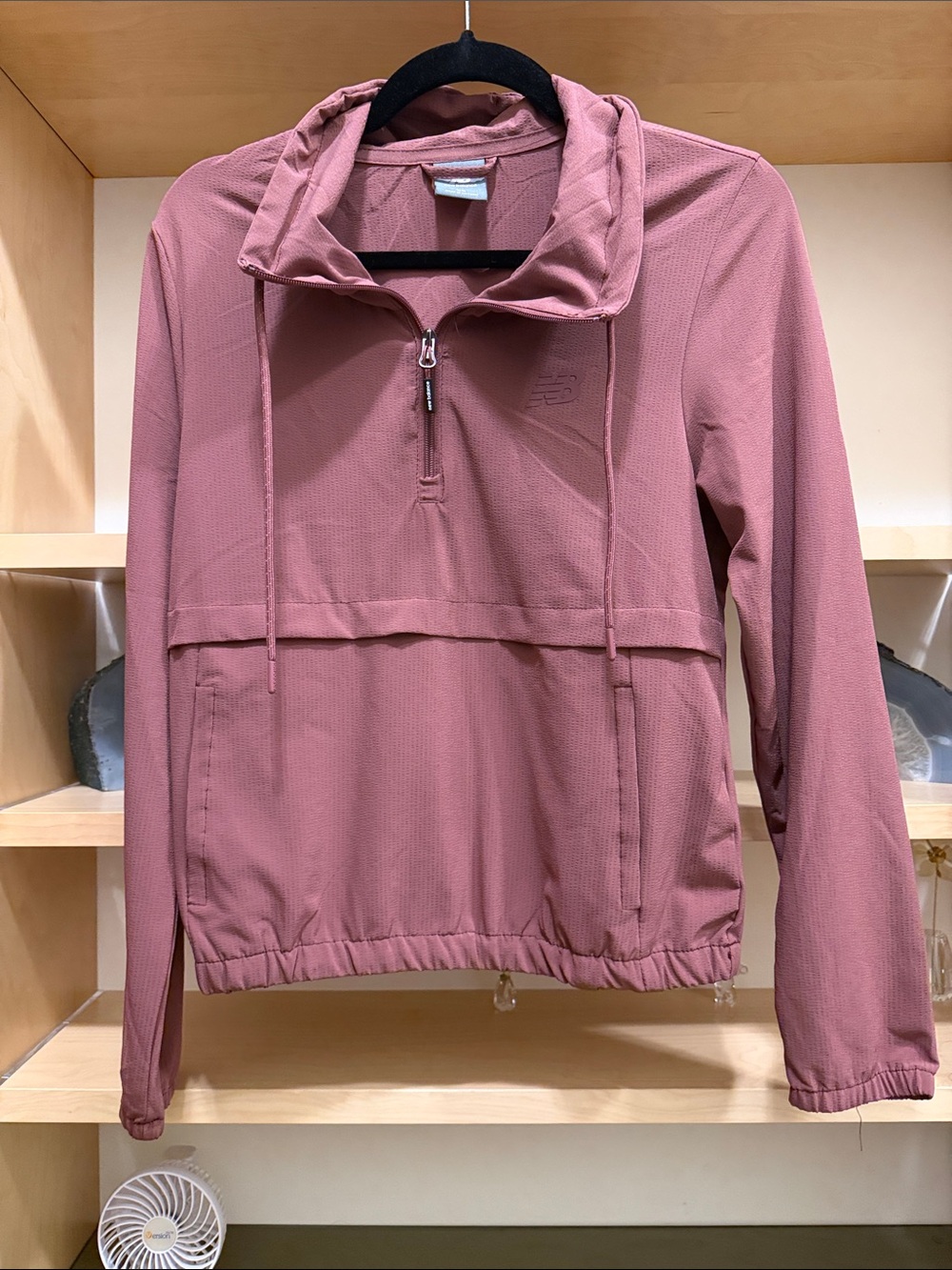 New Balance Mauve Half-Zip Hooded Pullover